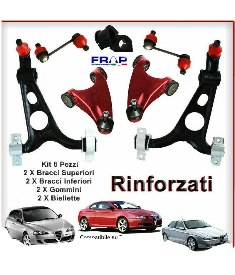 KIT BRACCI OSCILLANTI TRAPEZI INF + SUP RINFORZATI FRAP ALFA ROMEO 147 156 GT