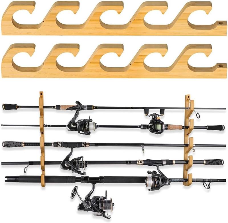 Horizontal Fishing Rod/Pole Holders for Garage, Wall or Ceiling Mounted Rack, Ba