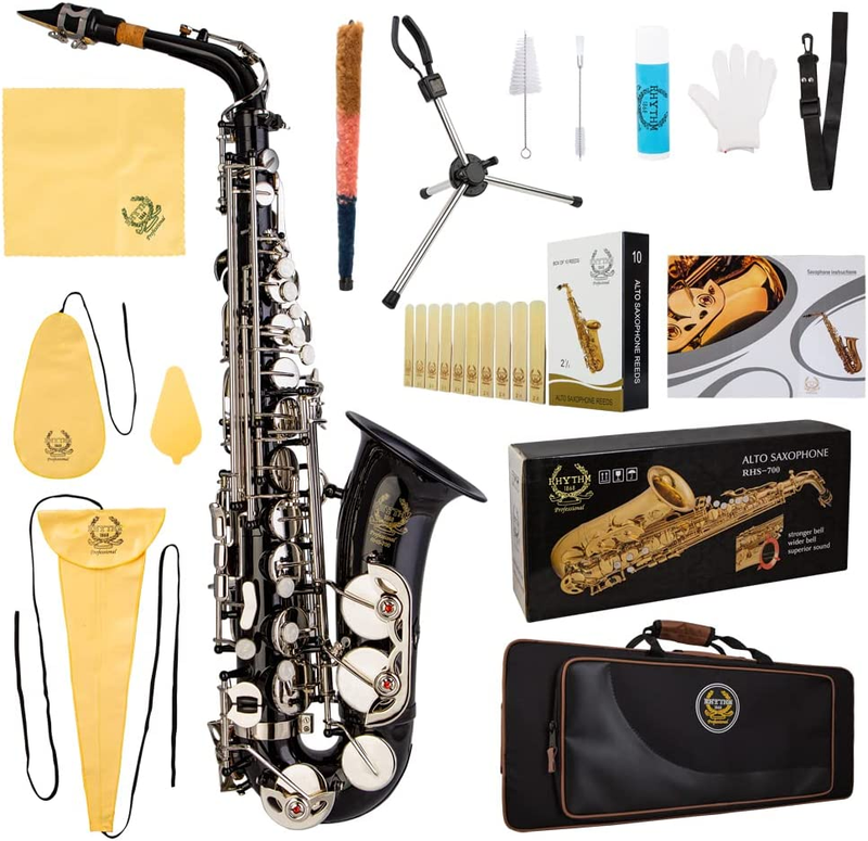Eb Alto Saxophone with Carrying Sax Case,Full Set Cleaning and Care Kit,Sax Fold