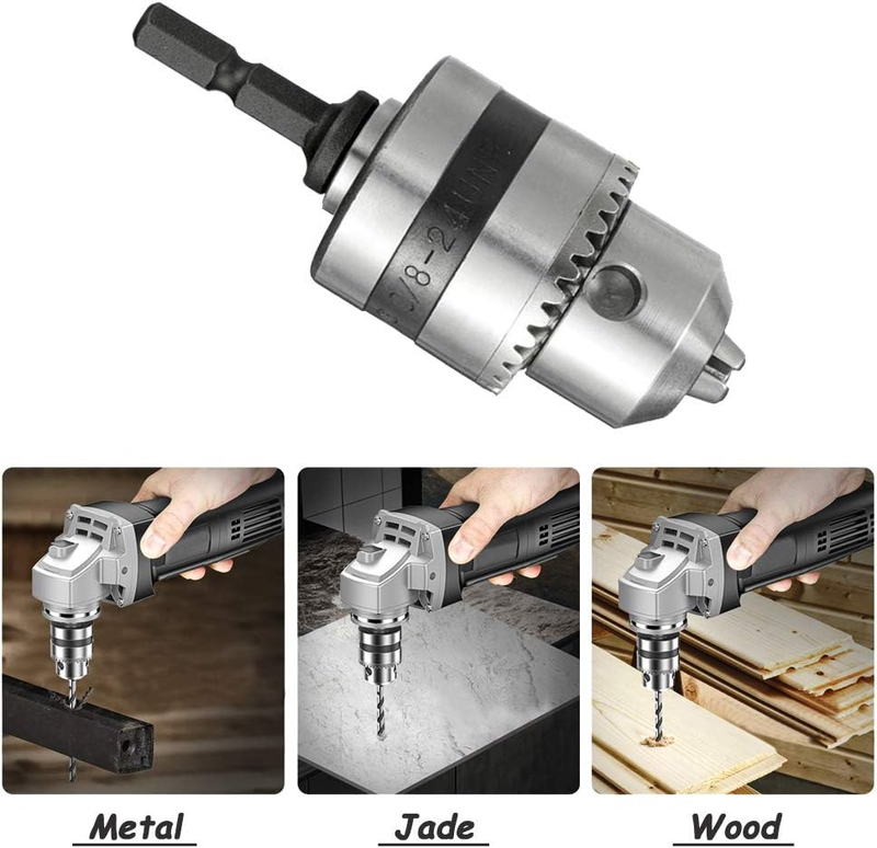 1.5-10Mm Capacity Drill Chuck with 1/4" Hex Shank, Mount 3/8-24UNF Impact Drill