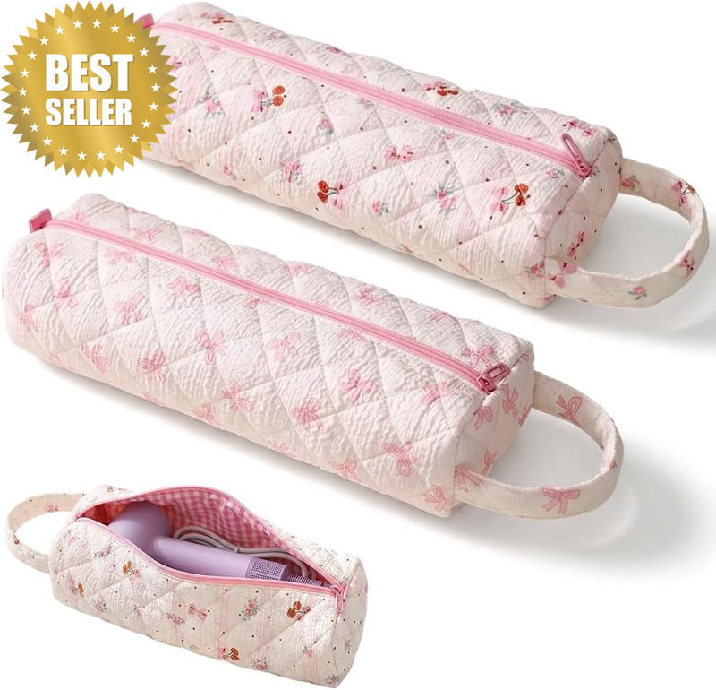 2PCS Hair Dryer Storage Bags Quilted Hair Tool Organiser Pouches for Travel | Ha