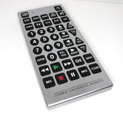 JUMBO TV VCR DVD SAT Cable Universal Remote Control Large Buttons novelty funny