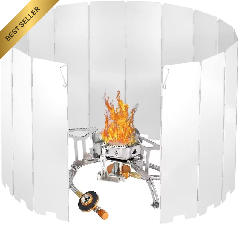 16 Plate Folding Aluminum Camp Stove Windscreen Lightweight Wind Blocker for But