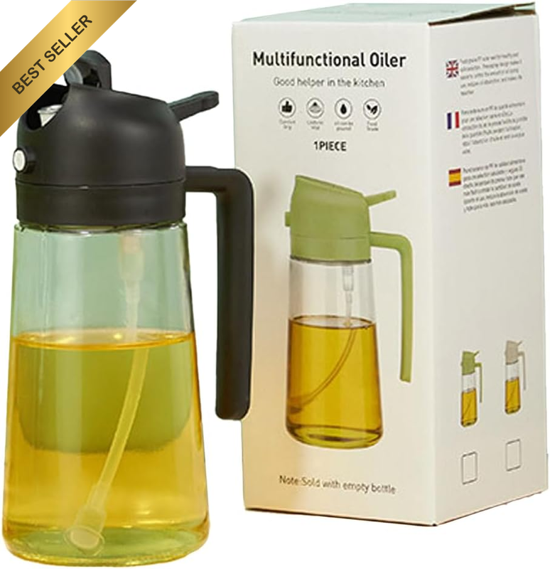 2 in 1 Oil Dispenser and Oil Sprayer for Cooking, 470Ml Refillable Kitchen Oil S