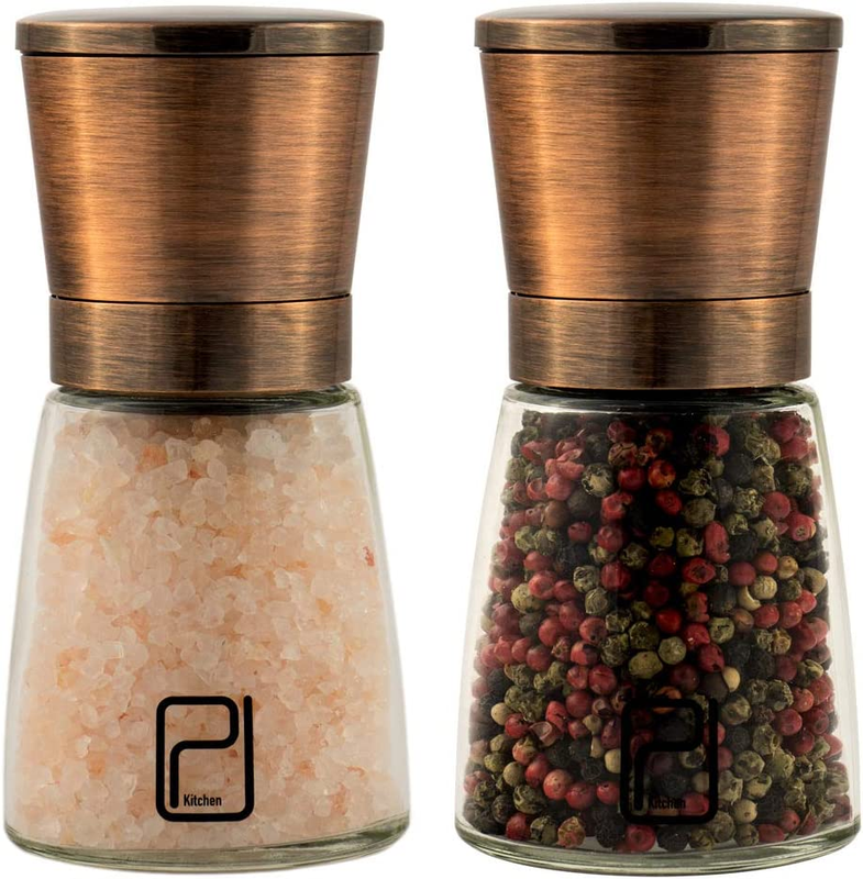 Premium Salt and Pepper Grinder Set - Best Copper Stainless Steel Mill for Home
