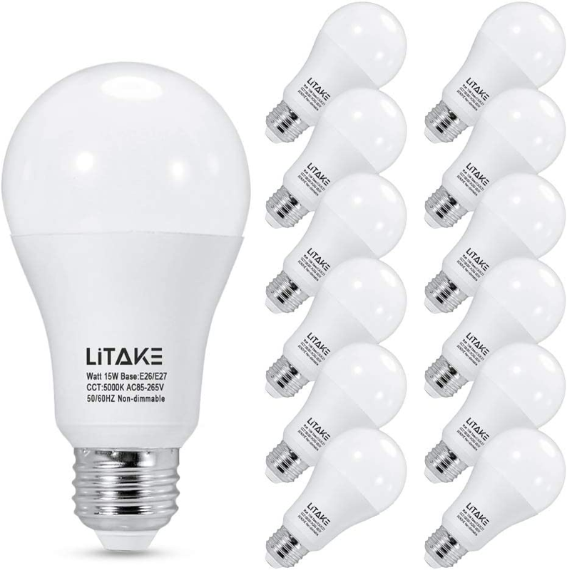 A19 LED Bulbs 150 Watt Equivalent,5000K Daylight LED Light Bulbs,E26 Med12 Packs