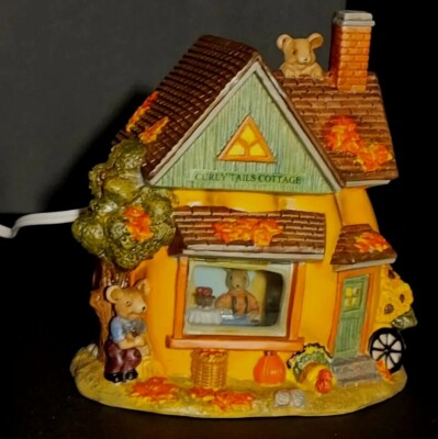 Autumn Accents Harvest House Lighted Village Curly Tails Cottage