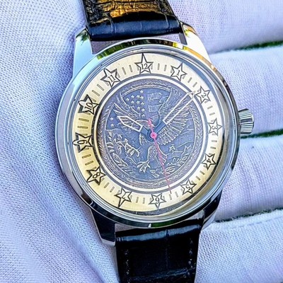 Custom Watch: Custom 3D 100-Layer EAGLE, 39mm, NH38, Lasered Brass Dial, USA