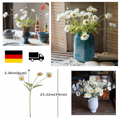 Künstliche Mohnblumen Seide 6 Stiele Hochzeitsstrauß Dekoration