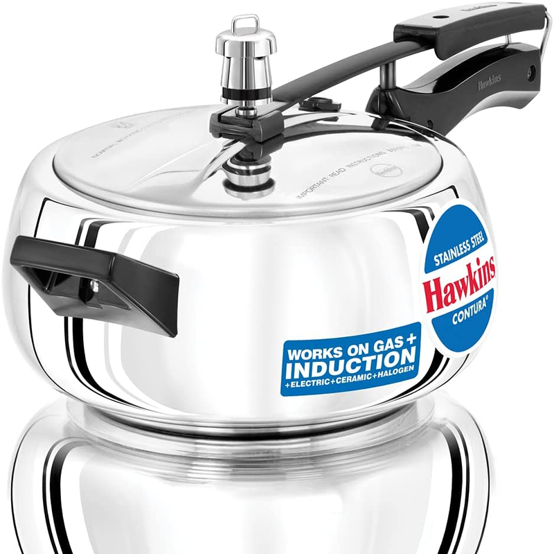 SSC35 Induction Base Stainless Steel Pressure Cooker, 3.5L, Silver