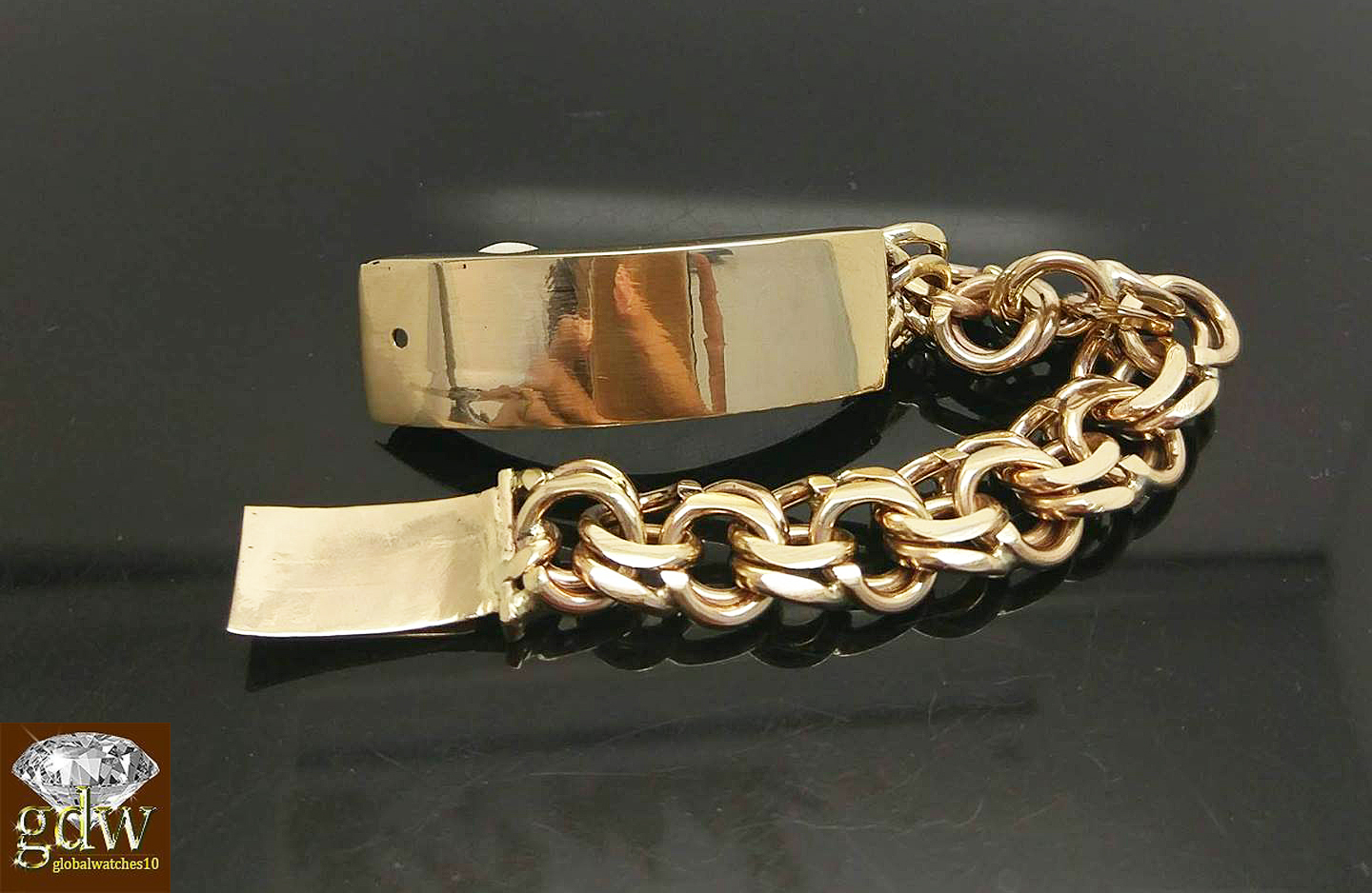 Solid 10k Gold Chino ID Bracelet Size 7.5