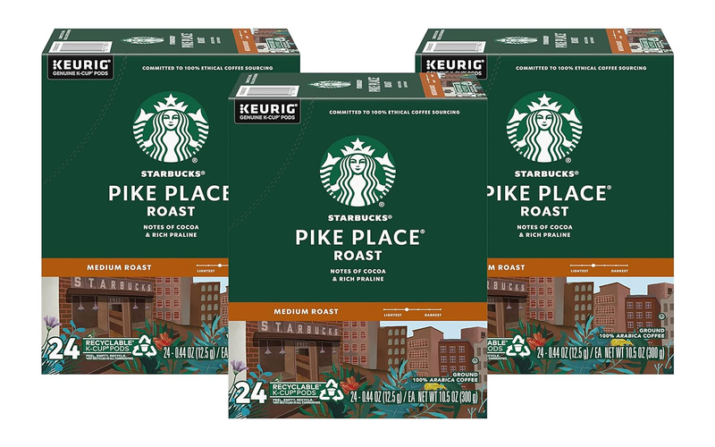 Pike Place Roast Coffee K-Cup Portion Packs for Keurig Brewers, 72 Count (3 Boxes of 24 K-Cups)