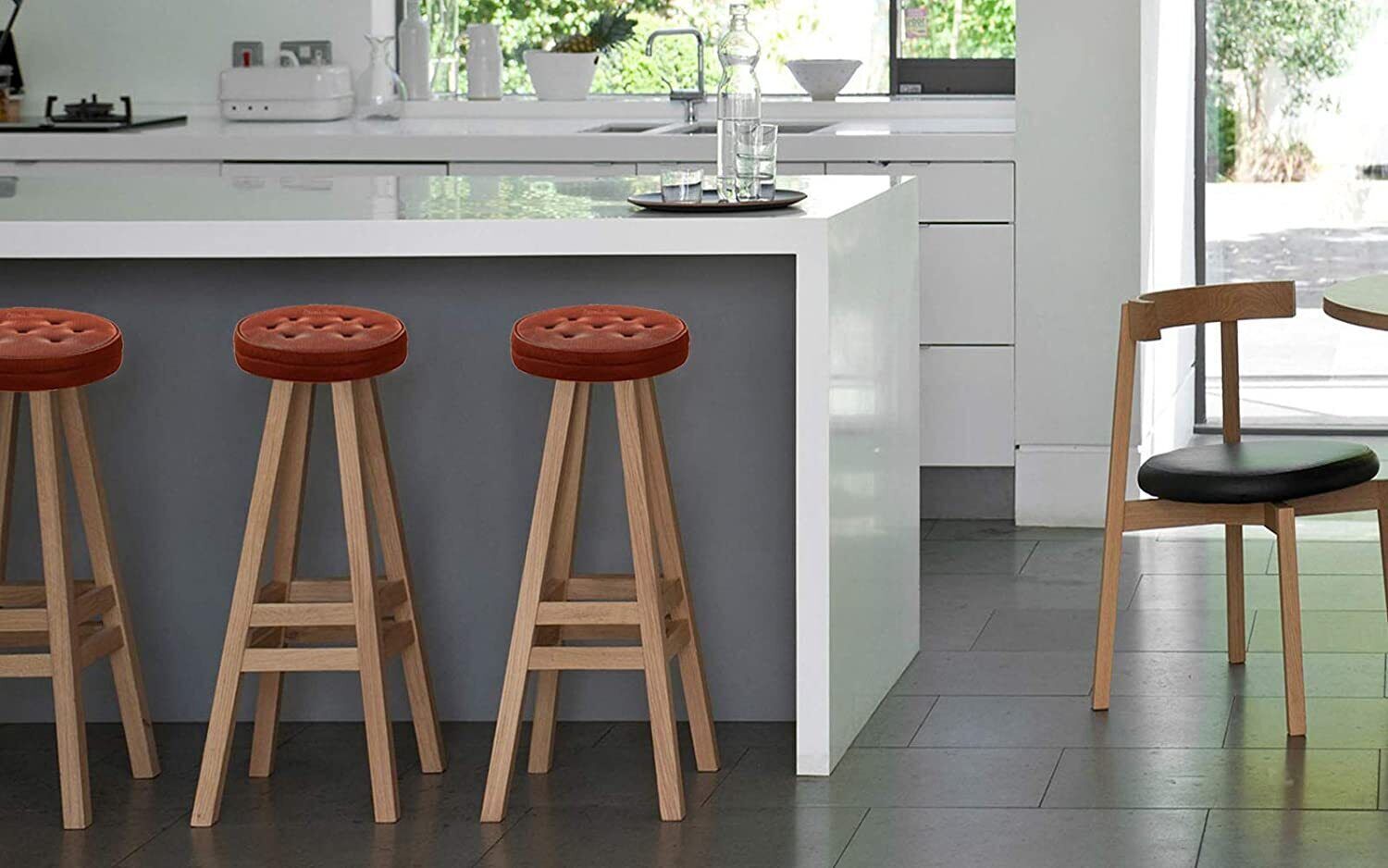 Round Bar Stool Cushion With 1.5inch Thick Memory Foam,Round Chair Cushion Brown