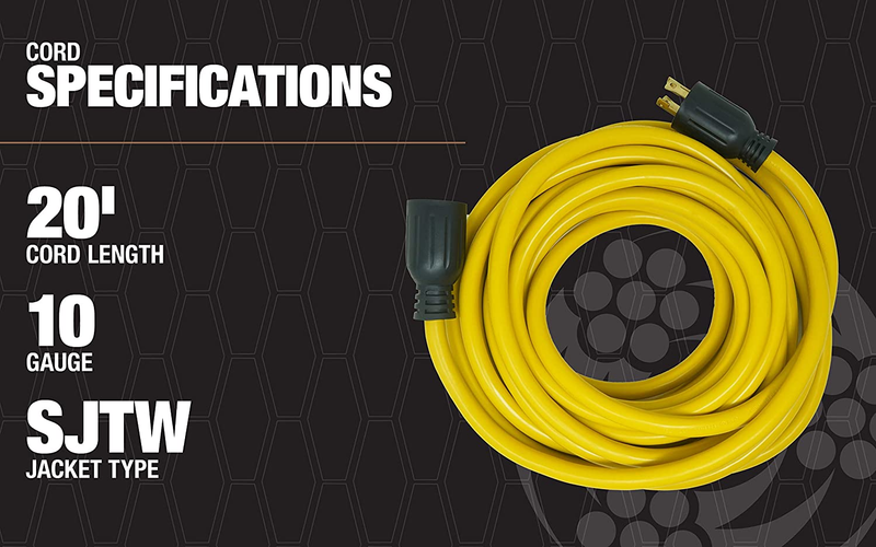 65172840 20-Foot 30Amp Generator Cord, 10-Gauge Heavy Duty Electrical Power Cabl
