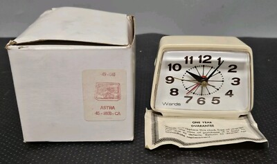 Wards Asta Electric Bedside Alarm Clock Retro MCM Mid Century Modern N.O.S