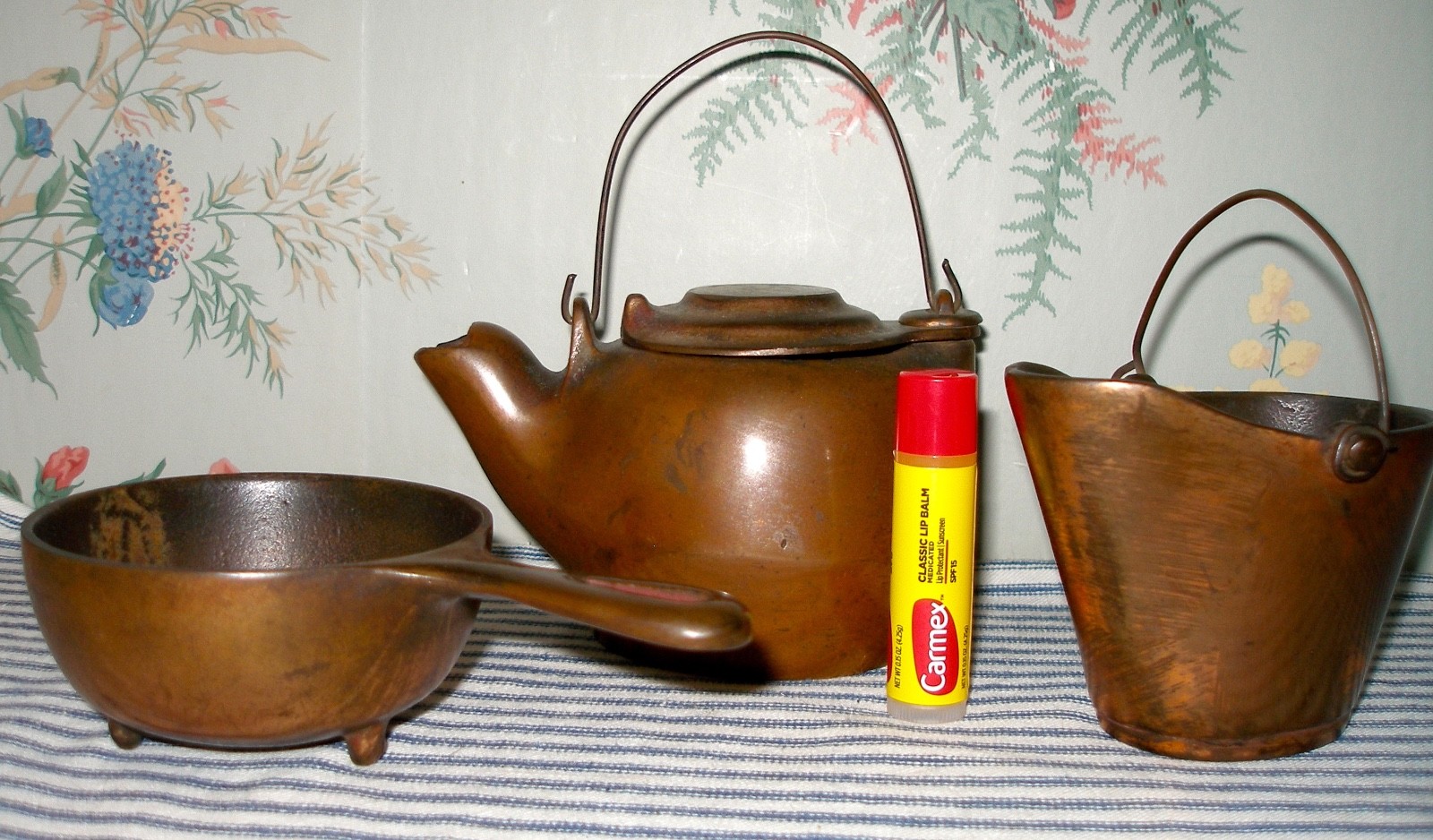 RARE c. 1900 Copper-Flashed Cast Iron Toy Cookware, DENT or KENTON, Toy Stove!!!