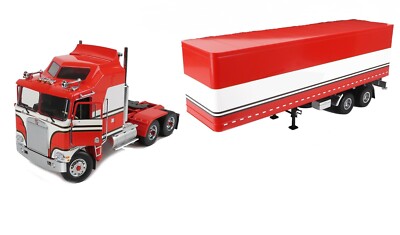 1976 KENWORTH K100 AERODYNE TRUCK & TRAILER RED & WHITE 1:18 SCALE ''2 PIECES''