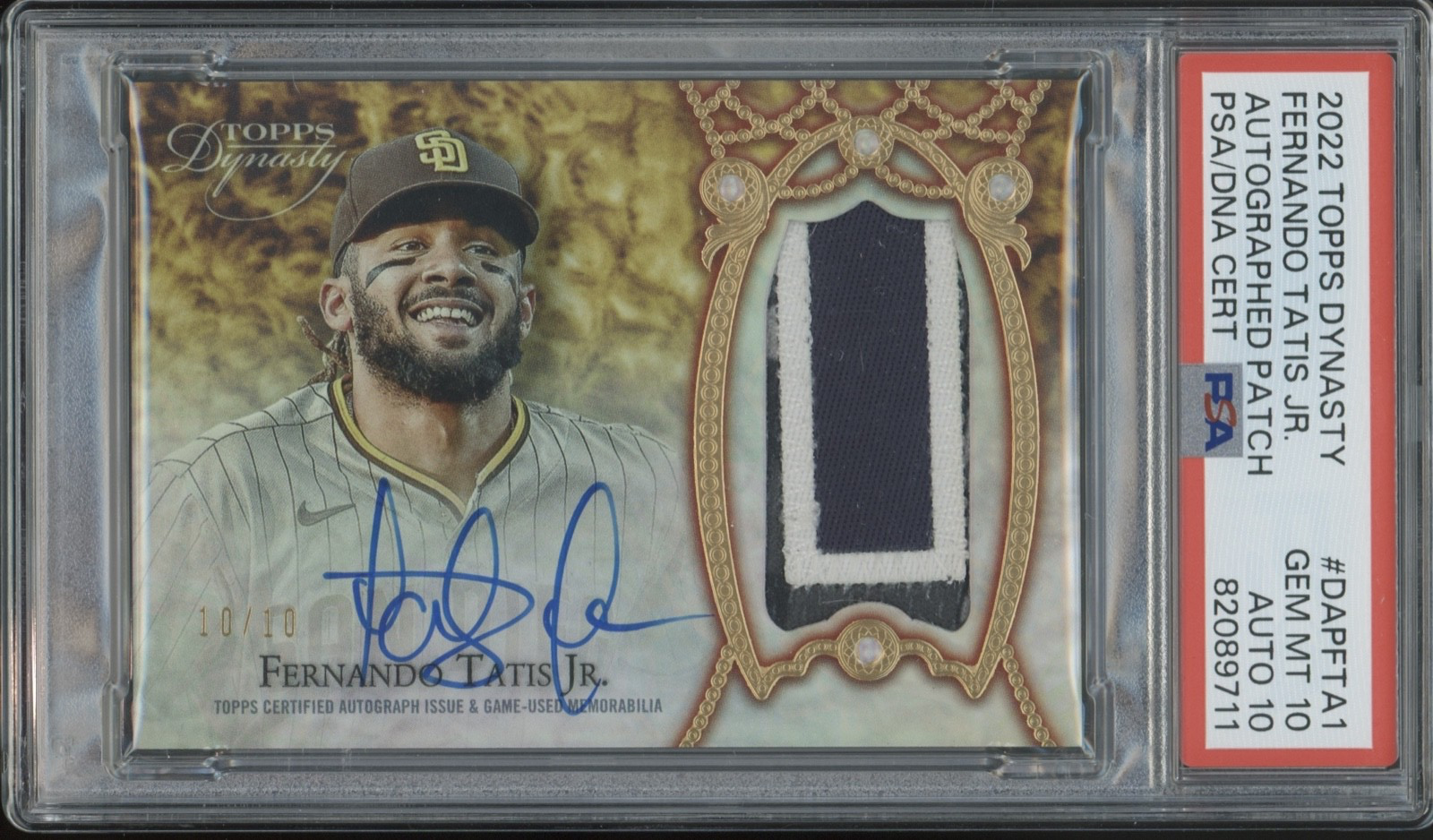 2022 Topps Dynasty Fernando Tatis Jr 10/10 Auto Patch Gem Mint PSA 10 10 Auto
