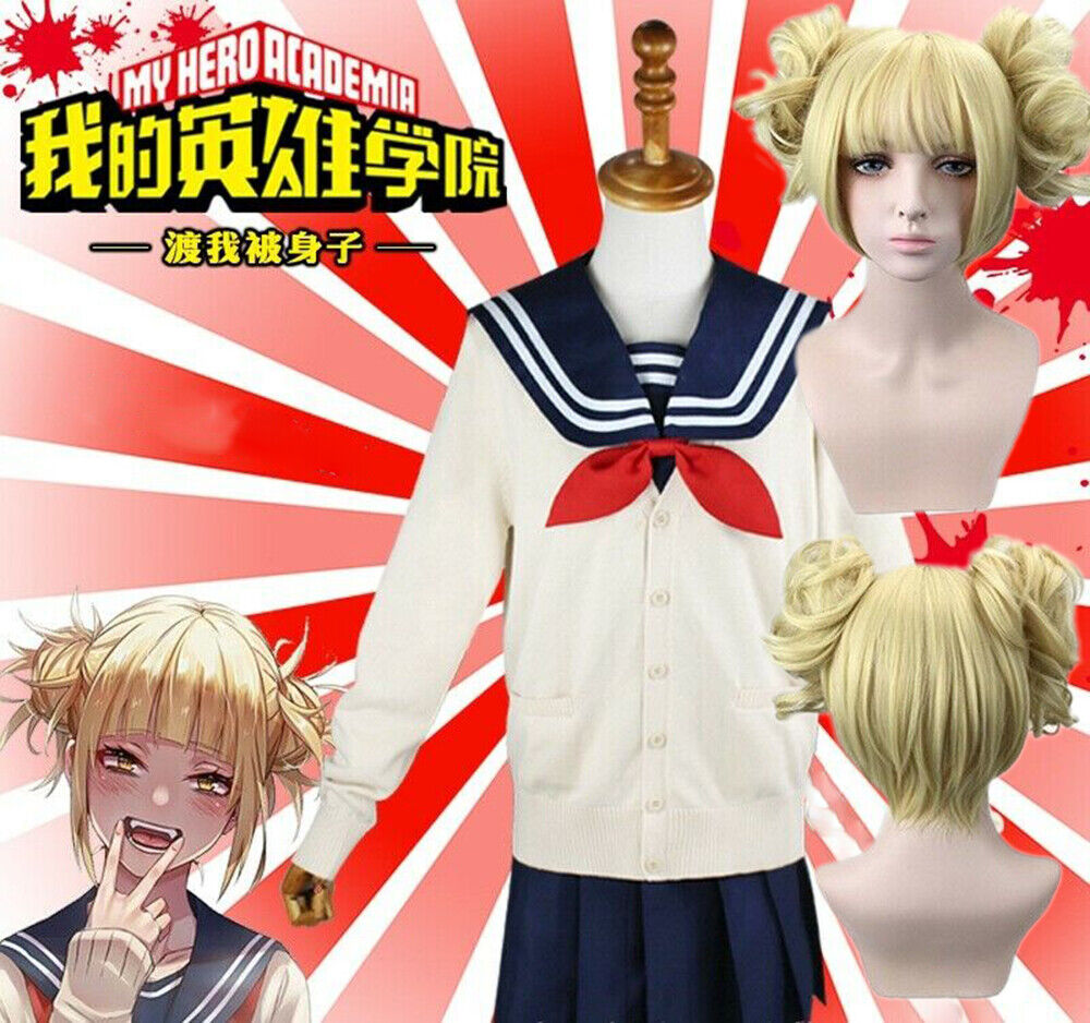 My Hero Academia Himiko Toga JK Sailor School Uniform Cosplay Costume Wigs Set