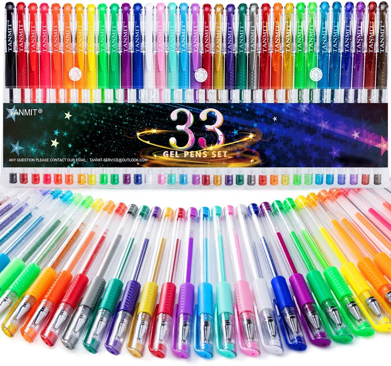 Gel Pens 33 Color Gel Pen Fine Point Colored Pen Set with 40