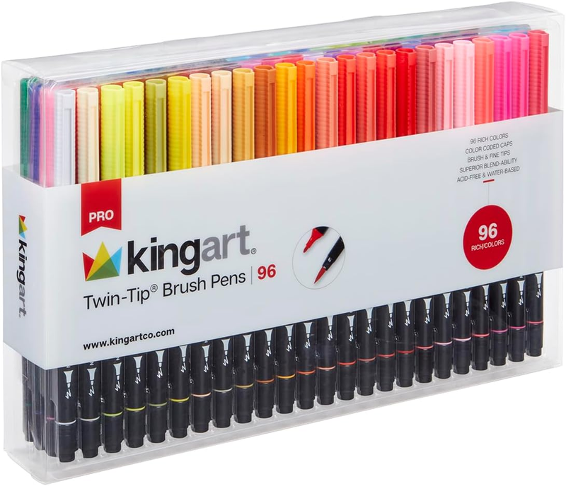 PRO Dual Twin-Tip Brush Pens, Set of 96 Unique & Vivid Color