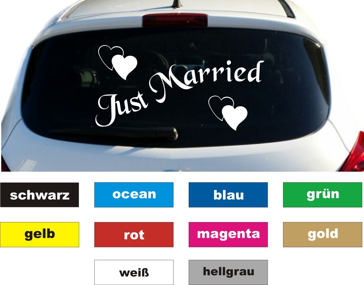 Just Married Auto Aufkleber Sticker Heckscheibe 28 x 56 cm