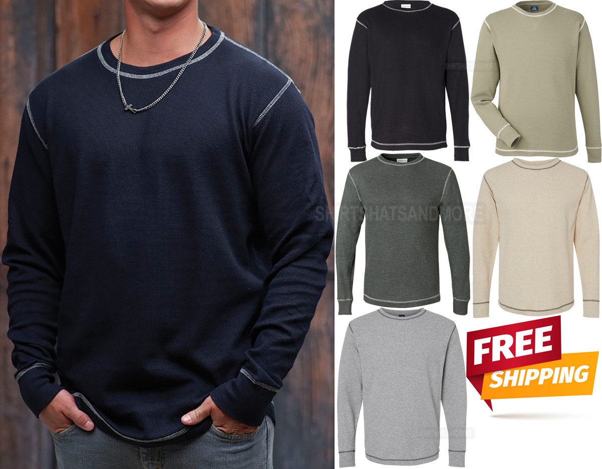 Mens Thermal T-Shirt Long Sleeve Contrast Stitch Sizes S-2XL