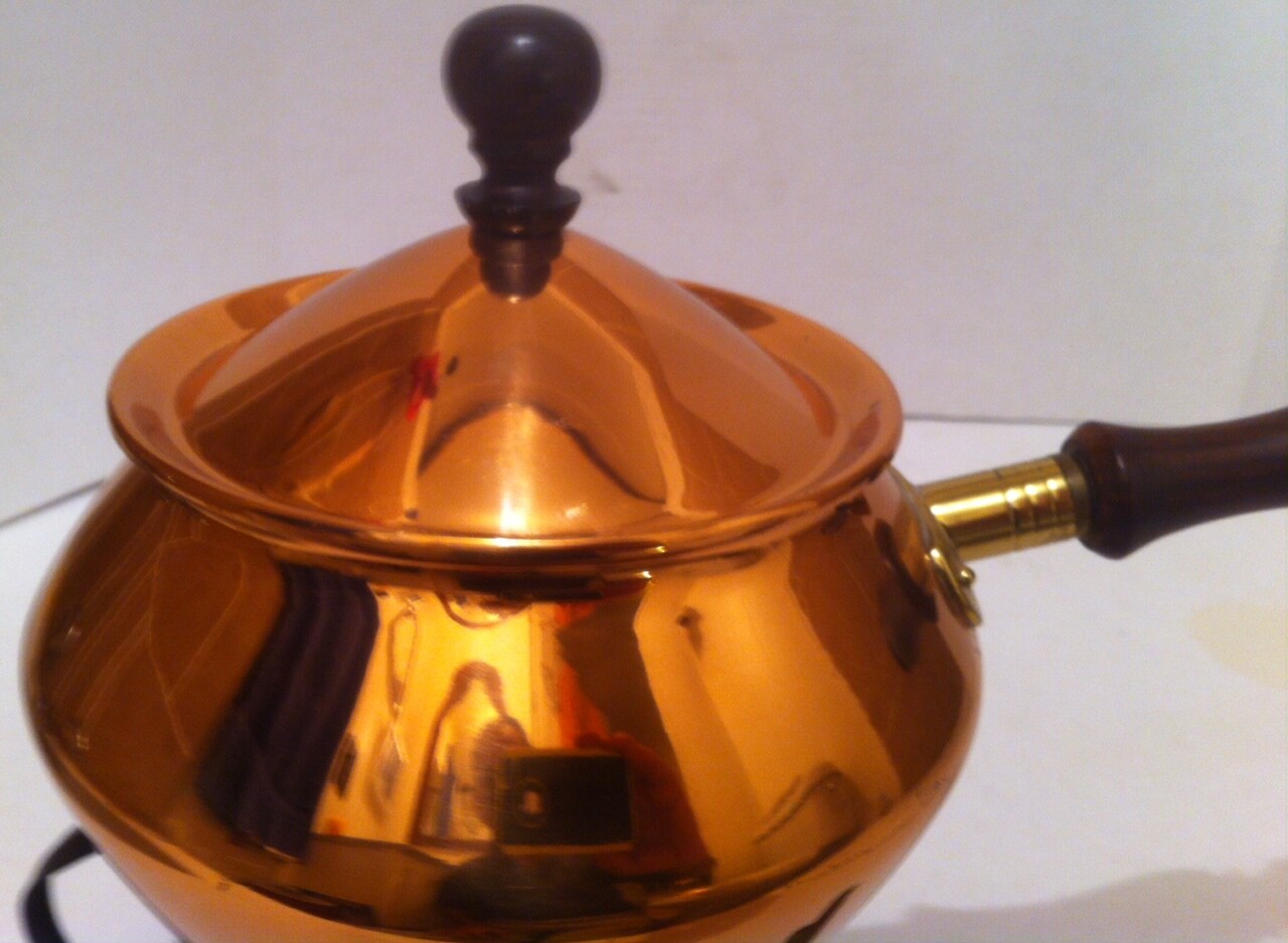 Vintage Metal Copper, Brass and Wood Pan, 13