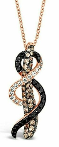 Pre-owned Le Vian Levian 14k Rose Gold G-h Si1 Chocolate Diamond 1.03 Cts 18" Pendant Necklace In White