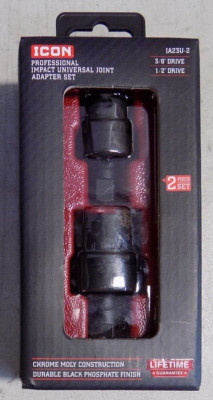 Icon IA23U-2 Professional 2-Pc Impact Universal Joint Adapter Set- 3/8''/1/2''-NEW