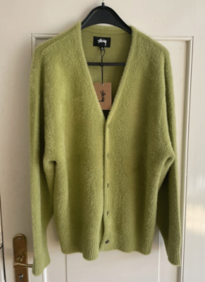Stussy shaggy cardigan lime green eBay