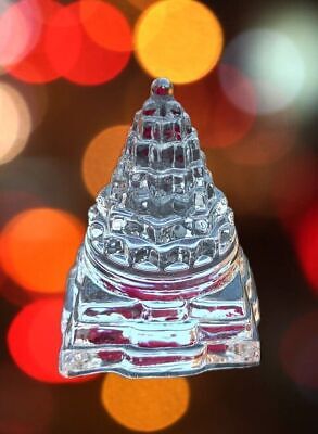 Shree Yantra Sri Crystal Quartz 2.5'' Energized Religious Vastu dosha Luck Temple