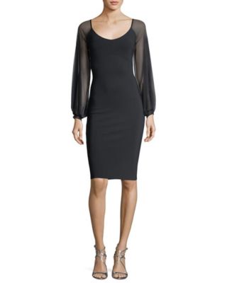 NWT Chiara Boni La Petite Robe Narda Black Illusion Long-Sleeve Dress 10 $750