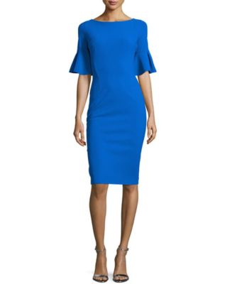 NWT Chiara Boni La Petite Robe Tilly Blue Flutter Sleeve Sheath Dress 6 $650