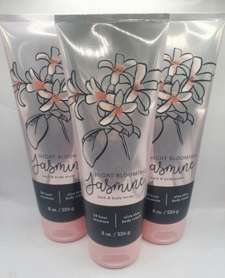 BATH AND BODY WORKS NIGHT BLOOMING JASMINE BODY CREAM 8.0 FL OZ (SET OF 3)