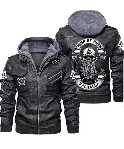 【BAON】[unisex] Lumin String Hood Leather Jumper YSERB Men's Leather Jacket with Hood Casual Stand Collar Pu