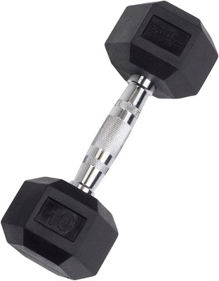 Body-Solid Rubber Coated Hexagon Single Dumbbells, 10lbs