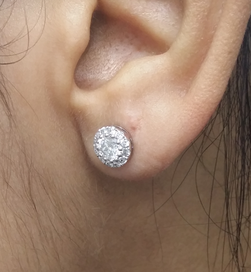 Pre-owned Handmade Deal 14k Gold 1.05 Ctw Solitaire Halo Studs Round Genuine Diamond Earrings 7mm