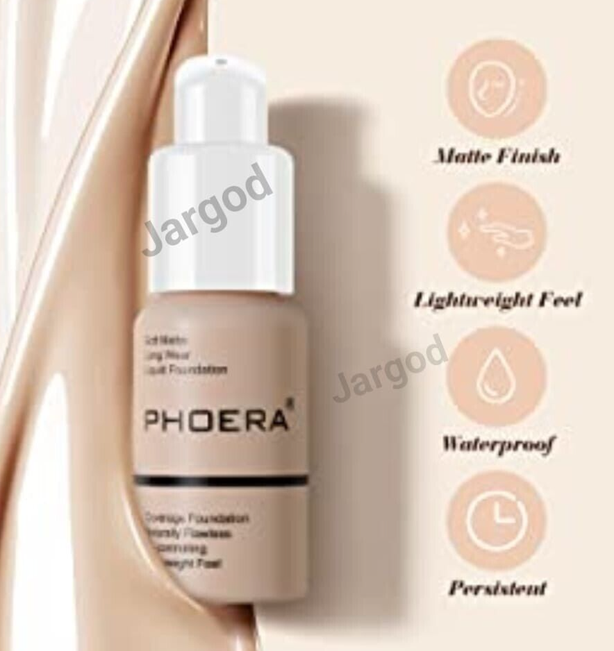 Phoera Foundation Makeup Full Coverage Liquid Base Brighten Long Lasting Shade