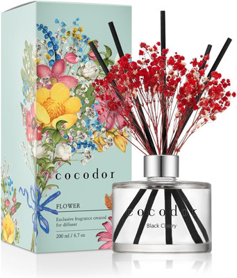COCODOR Preserved Real Flower Reed Diffuser/Black Cherry / 6.7Oz(200Ml) / 1 Pack