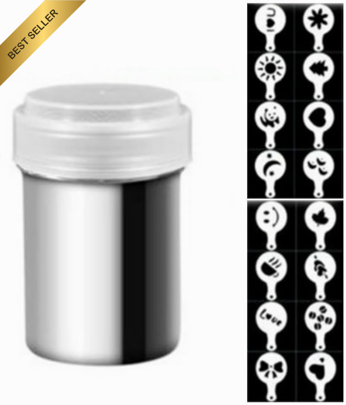 Stainless Steel Powder Shaker, Coffee Cocoa Dredges with Fine-Mesh Lid, Power Ca