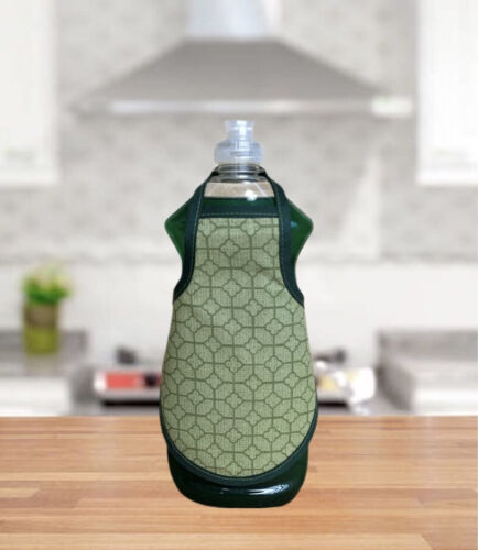 Sage Green Kitchen Bathroom Hand Lotion Dish Soap Bottle Apron - fits 25 oz.