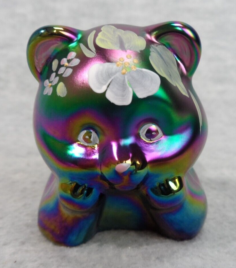 フェントン】＜スワロースキーを身に着けた子ぐま＞カーニバルガラス製