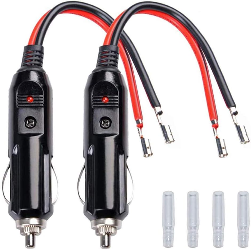 Car Cigarette Lighter Heavy-Duty Male Plug Power Adapter Supply Cord With LED Li