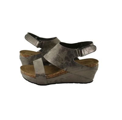 NEW Pierre Dumas Black Cork Wedge Sandals Size 7.5 Chantal  Casual Comfort