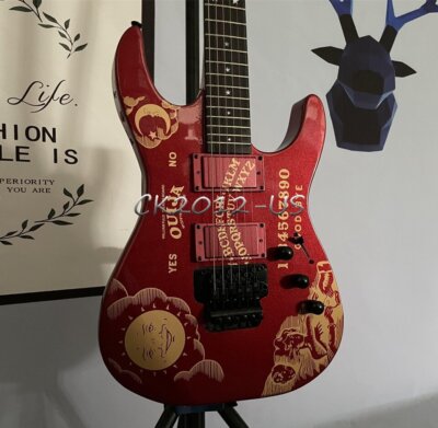 Ouija Sparkle Metallic Red Electric Guitar Moon&Star Inlay Kirk Hammett Custom