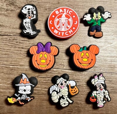 8pc HALLOWEEN Mickey Minnie Mummy Shoe Charms for Crocs & Shoe Laces
