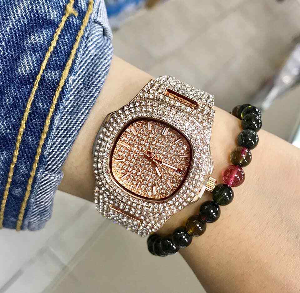 Orologio Polso ZCC Uomo Donna Quarzo Acciaio Moda Brillantini Data Rose Gold lac