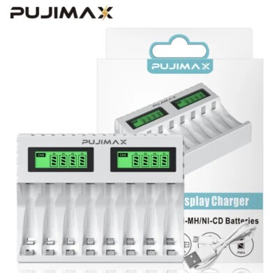 PUJIMAX smart battery charger 8 slots with LED short circuit, suitable for Ni-MH