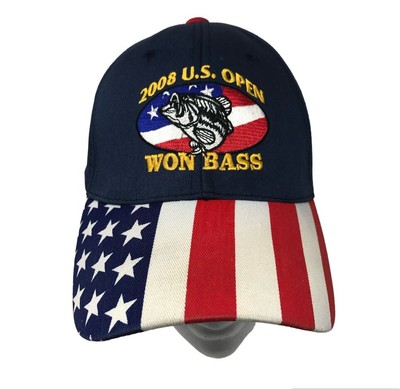 Fishing Fish Hat Strapback Cap 2008 U.S. Open Won Bass Red White Blue DAD USA